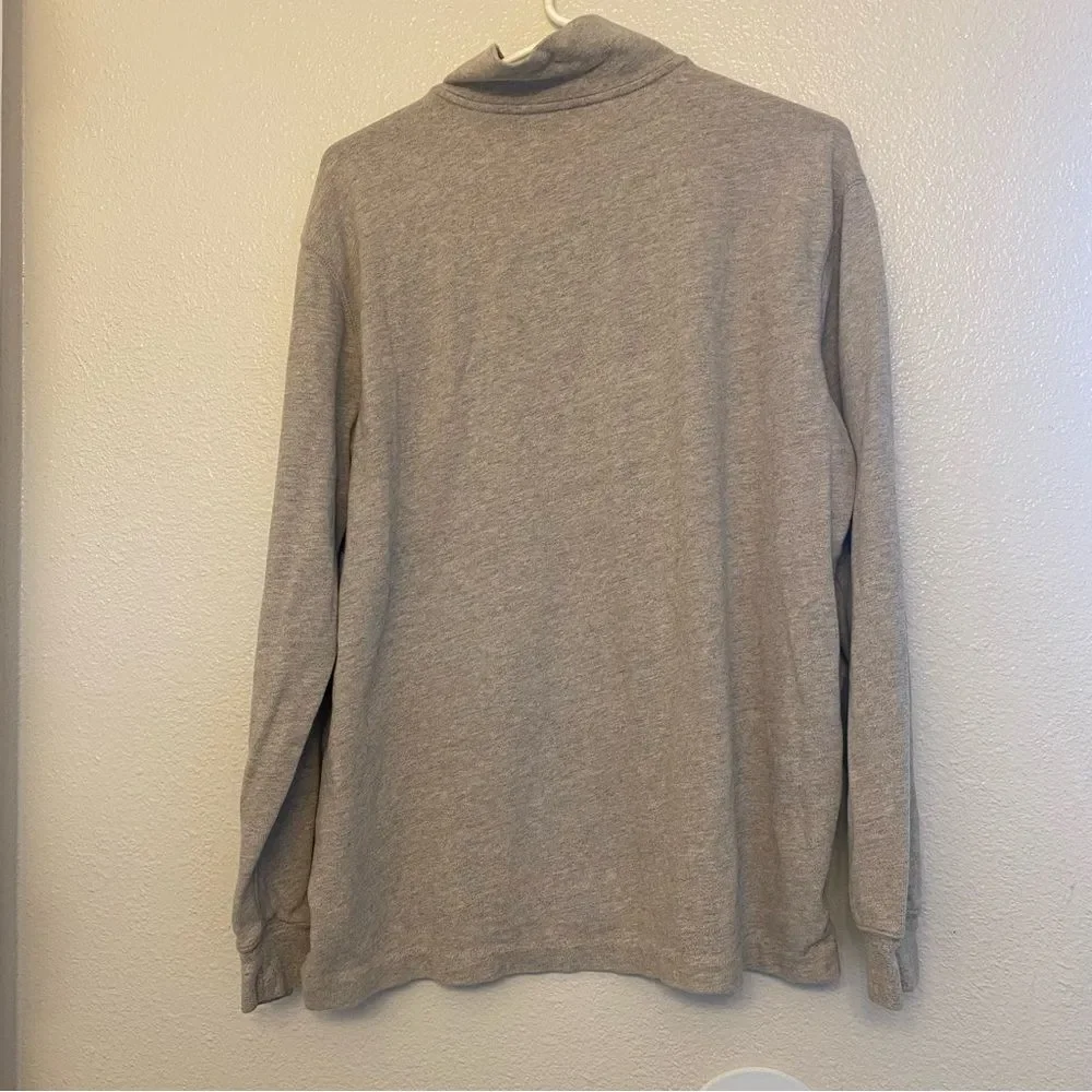 Gap Men's knit tan beige pullover quarter zip sweater 100% cotton mock neck L